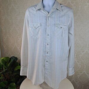 Wrangler Tall Man Long Tails Cowboy Cut 17x37 Pearl Snap Shirt White/Gray/Red VT